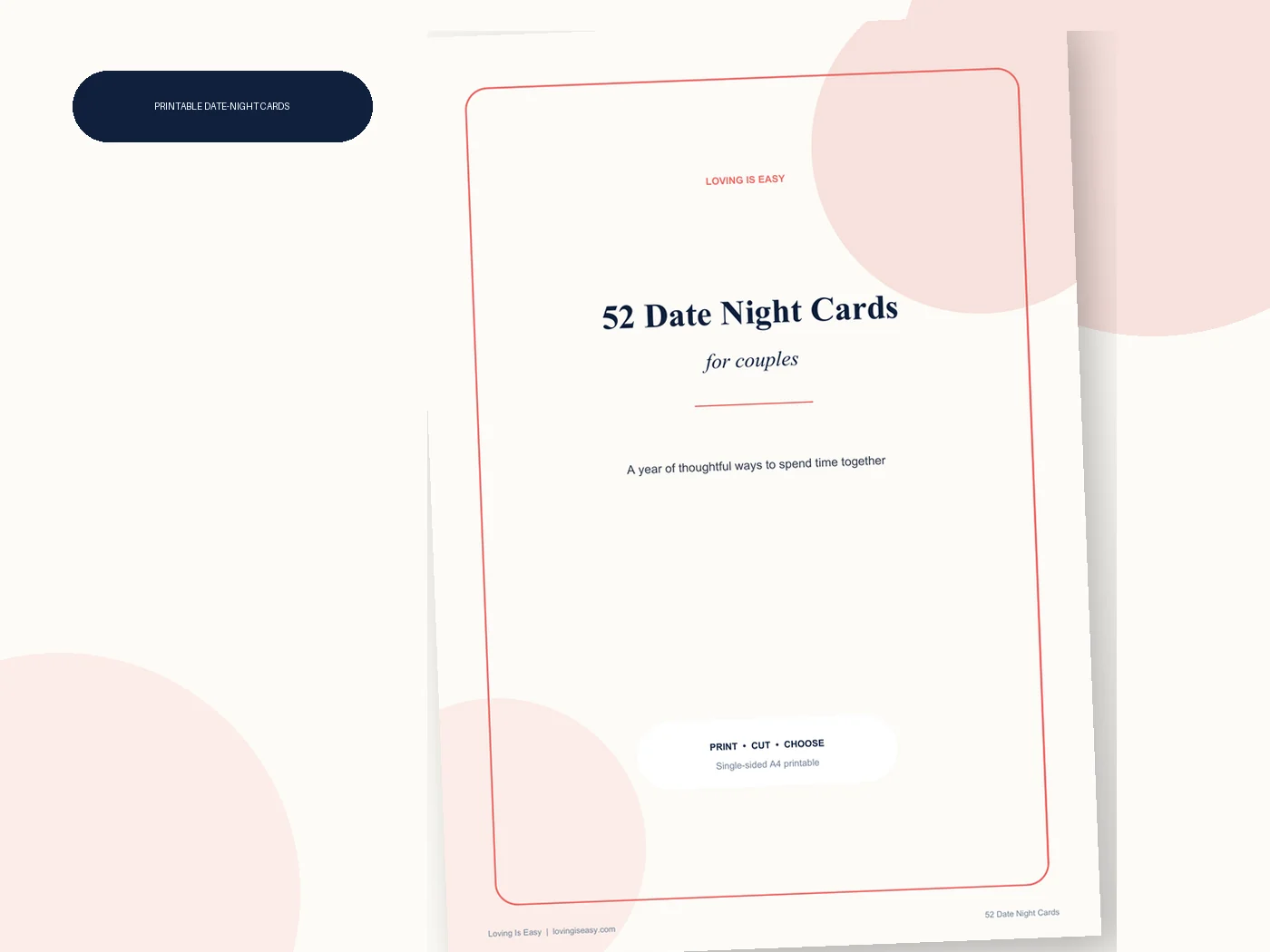 52 Date Night Cards for Couples printable cover