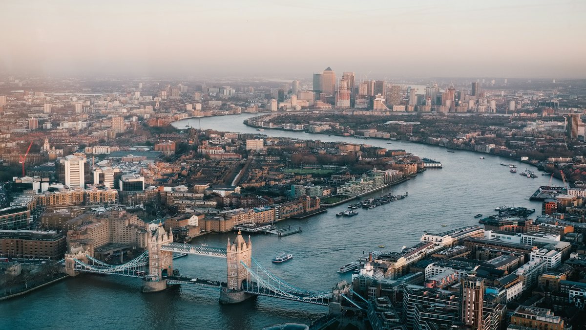 London skyline and river on a romantic weekend break